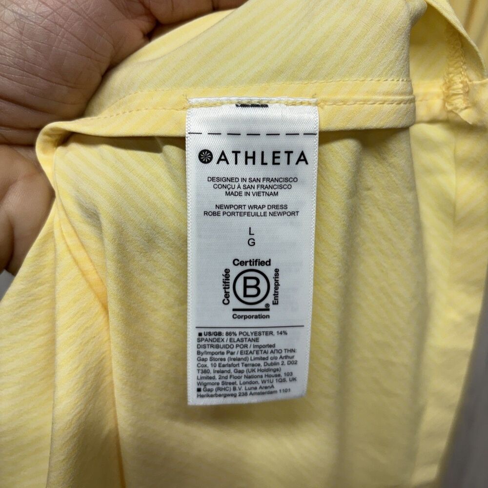 Womens Size L Athleta Newport Wrap Dress Yellow - Picture 6 of 6